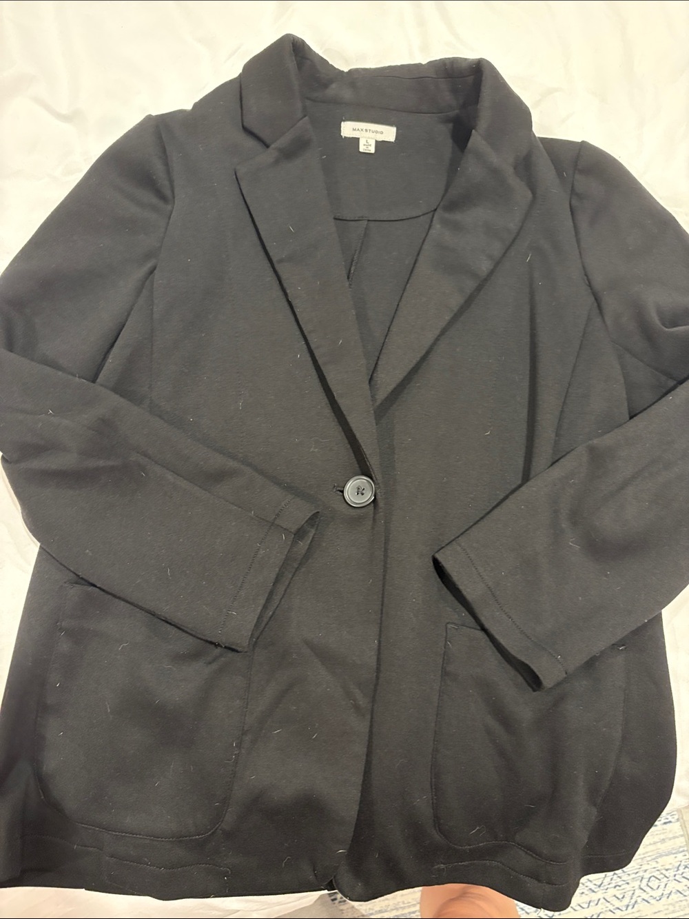Max Studio Black Single-Button Knit Blazer Jacket